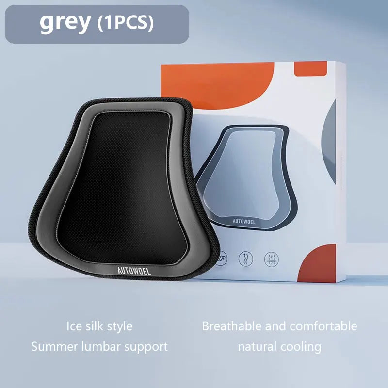 Car Cooling Lumbar Support Cushion | USB Fan Ice Silk Waist Pillow for Drivers