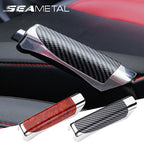 SEAMETAL Car Hand Brake Cover – Carbon Fiber & Mahogany ABS Parking Brake Protector (Universal)