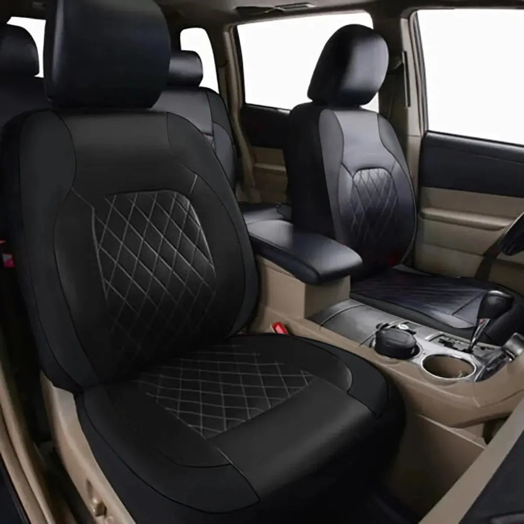 Quilted PU Leather Car Seat Covers – Full Set Waterproof Universal Fit for Sedan, SUV & Truck (Front & Rear)