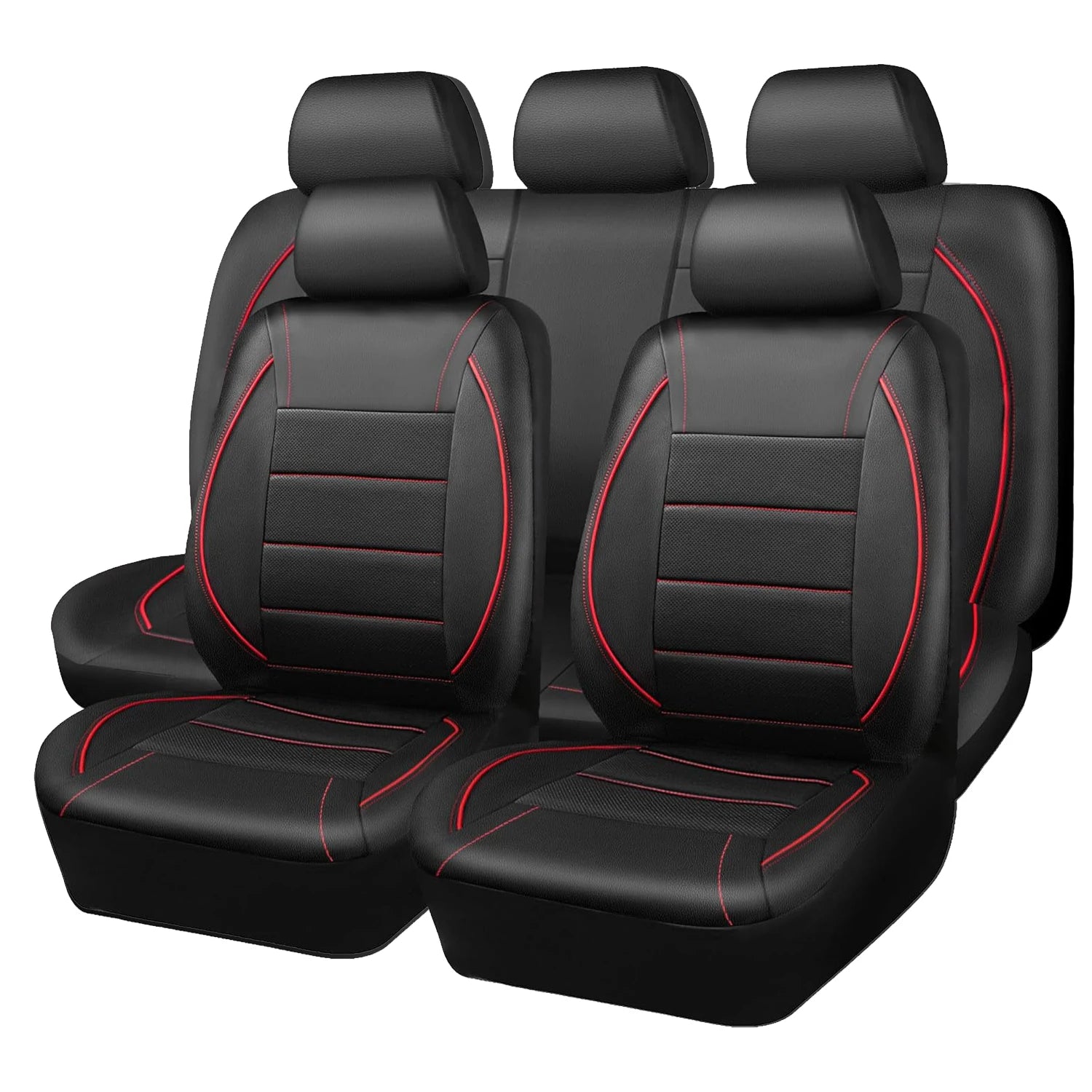 Universal PVC Leather Car Seat Covers – 9-Piece Full Set for 5-Seater Cars (Front & Rear)