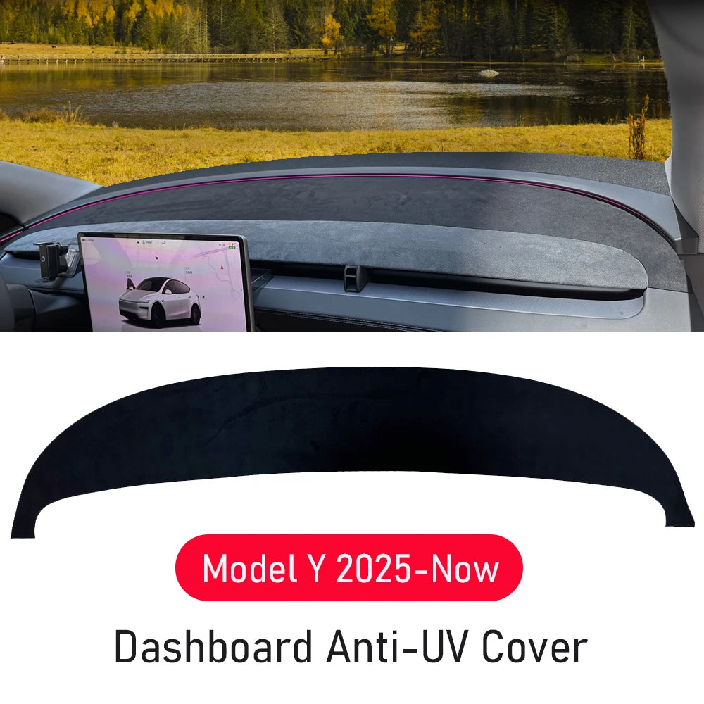 For Tesla Model Y Juniper 2026 2025 Dashboard Cover Pad Suede Sunshade Protector Anti-UV Dash Mat Non-slip Pads Car Accessories