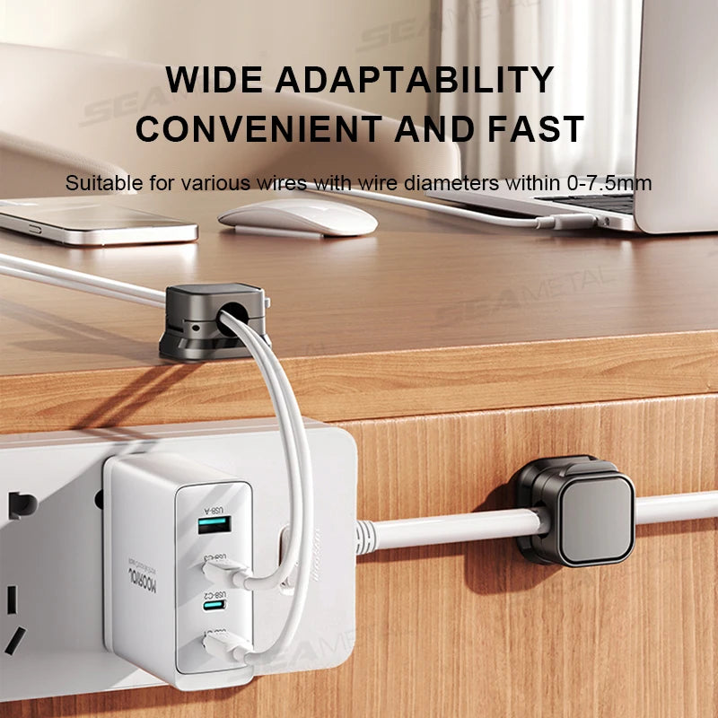 SEAMETAL Magnetic Cable Holder Clips – Self-Adhesive Cord Organizer for Car, Home & Office (10pcs)