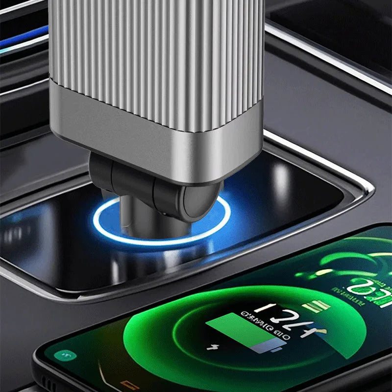 Car Bluetooth 5.3 FM Transmitter | Dual Type-C Fast Charge, Handsfree Calling & Ambient Light