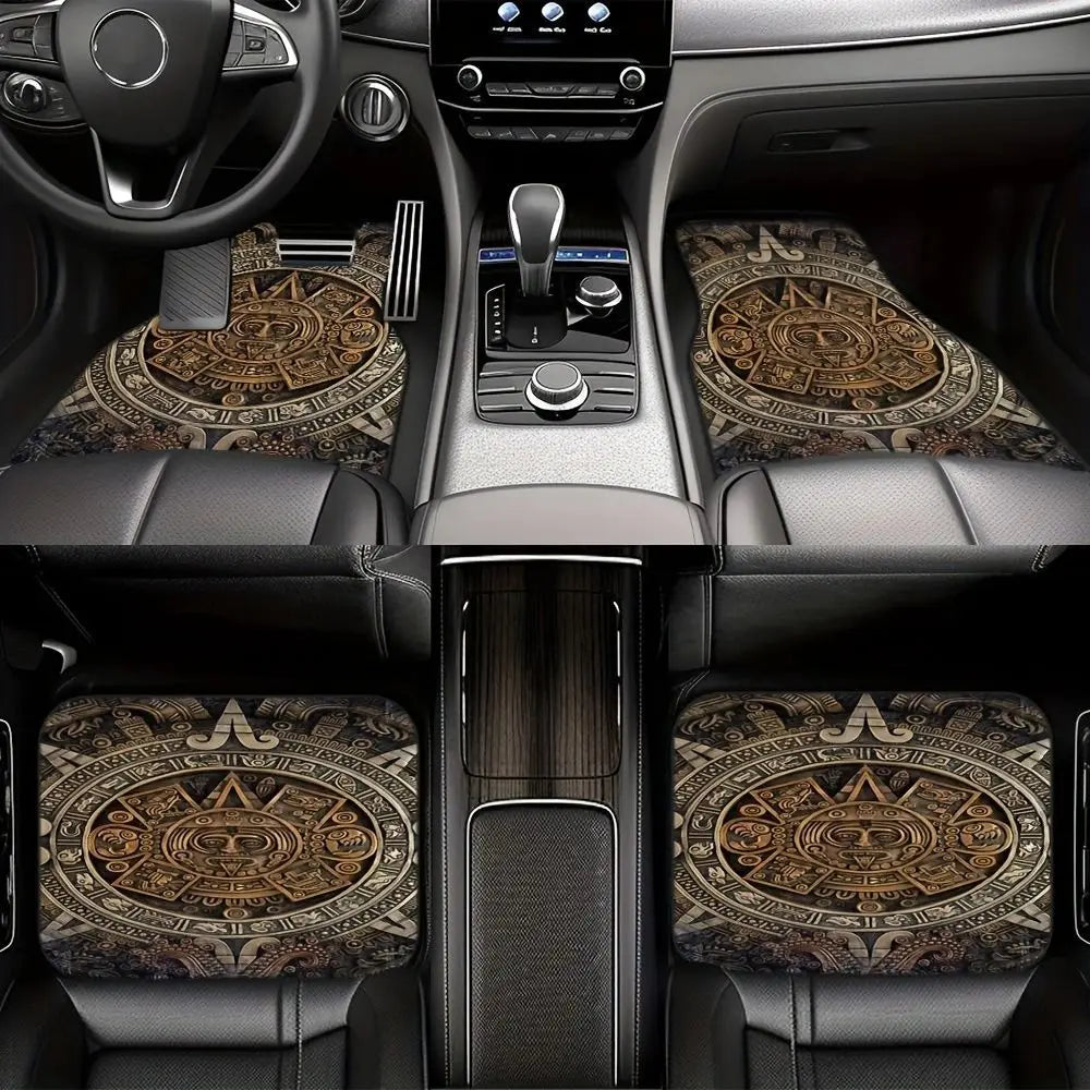 Retro Bohemian Car Floor Mats – 4Pcs Non-Slip Persian Carpet Set