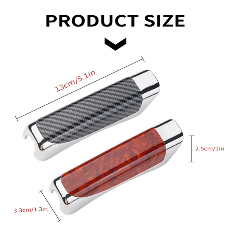 SEAMETAL Car Hand Brake Cover – Carbon Fiber & Mahogany ABS Parking Brake Protector (Universal)