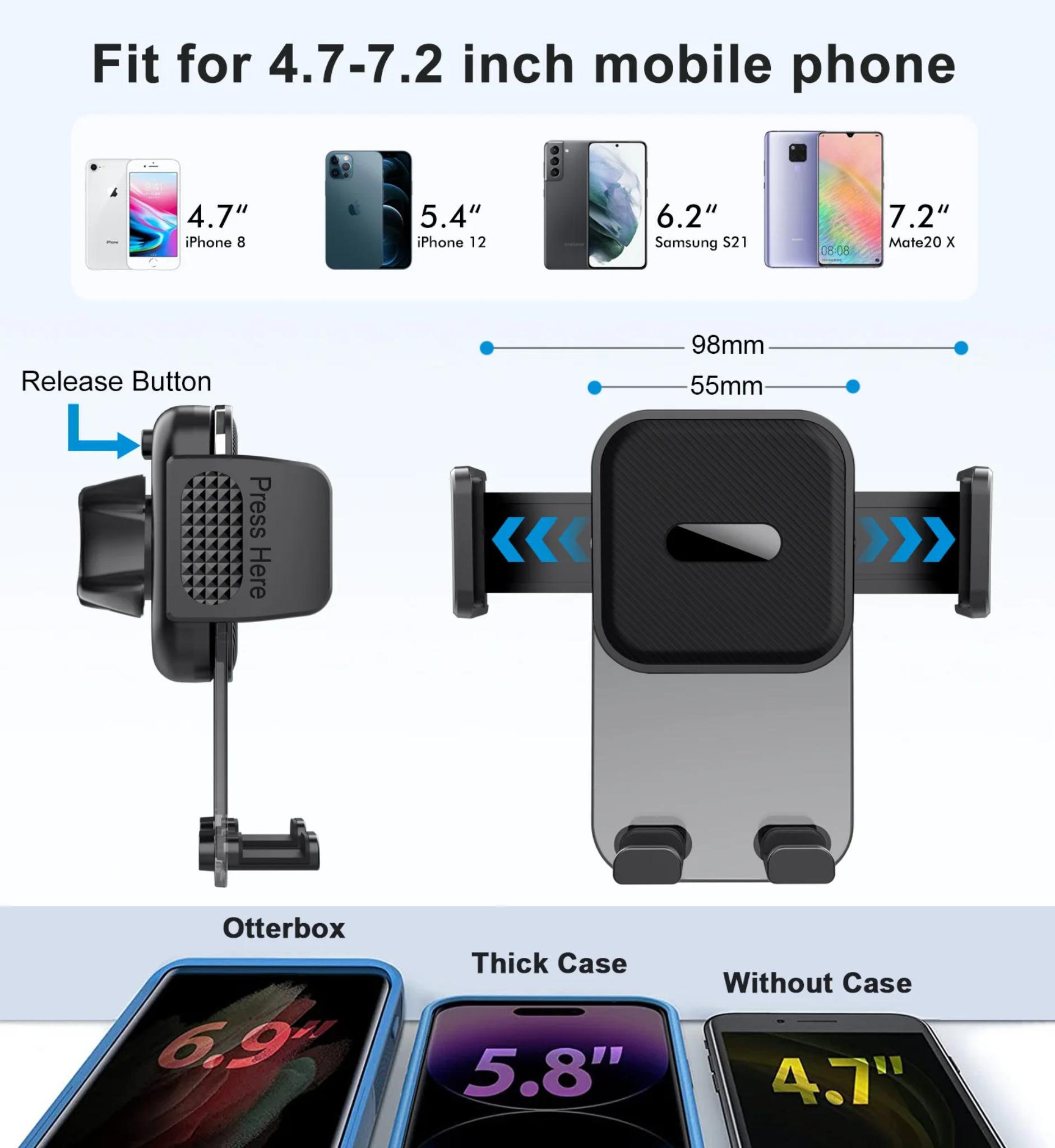 Car Cell Phone Holder Cellphone Mount for Dashboard Windshield Auto Dash Mobile IPhone Support Fit 4.7-7" Smartphone Auto Supply