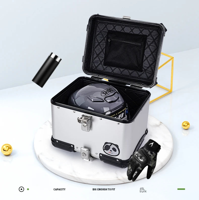 Motorcycle Trunk 45L Aluminum Alloy Pull Rod Luggage Box