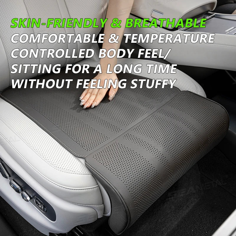 SEAMETAL Car Seat Cushion with Leg Support – Breathable Leather Extension Pad for Long Drives