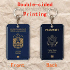 France Travel Passport Yemen Oman Custom Access Card Case Leather Card Holder Keychain Key Ring Transportation Card Case Gifts