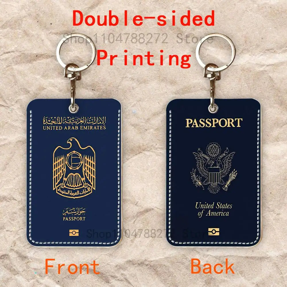 France Travel Passport Yemen Oman Custom Access Card Case Leather Card Holder Keychain Key Ring Transportation Card Case Gifts