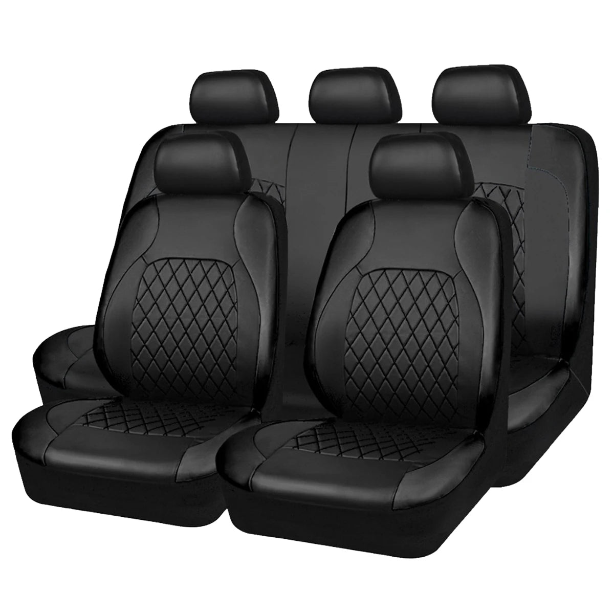 Quilted PU Leather Car Seat Covers – Full Set Waterproof Universal Fit for Sedan, SUV & Truck (Front & Rear)