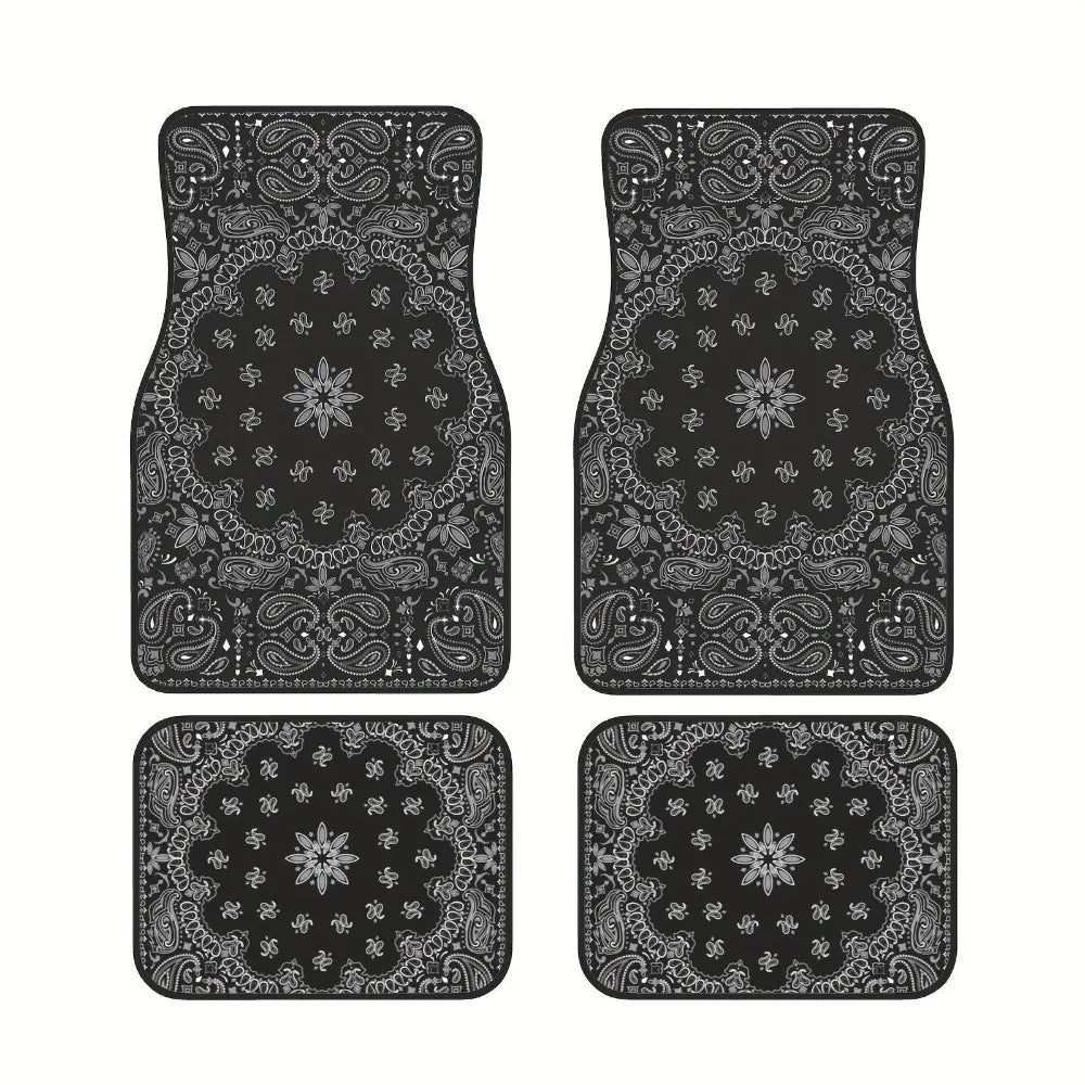 Bohemian Car Floor Mats – 4-Piece Anti-Slip Retro Persian Carpet Set