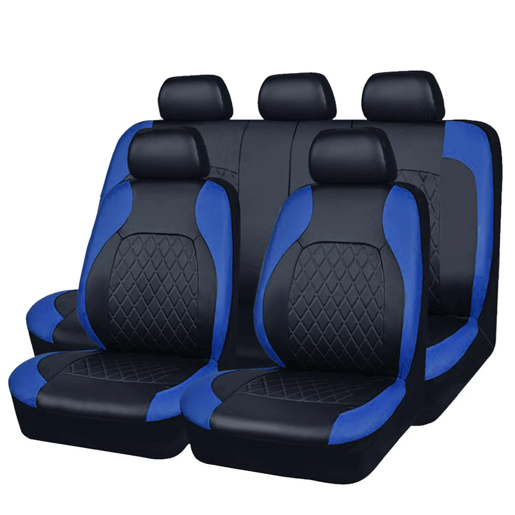 Quilted PU Leather Car Seat Covers – Full Set Waterproof Universal Fit for Sedan, SUV & Truck (Front & Rear)
