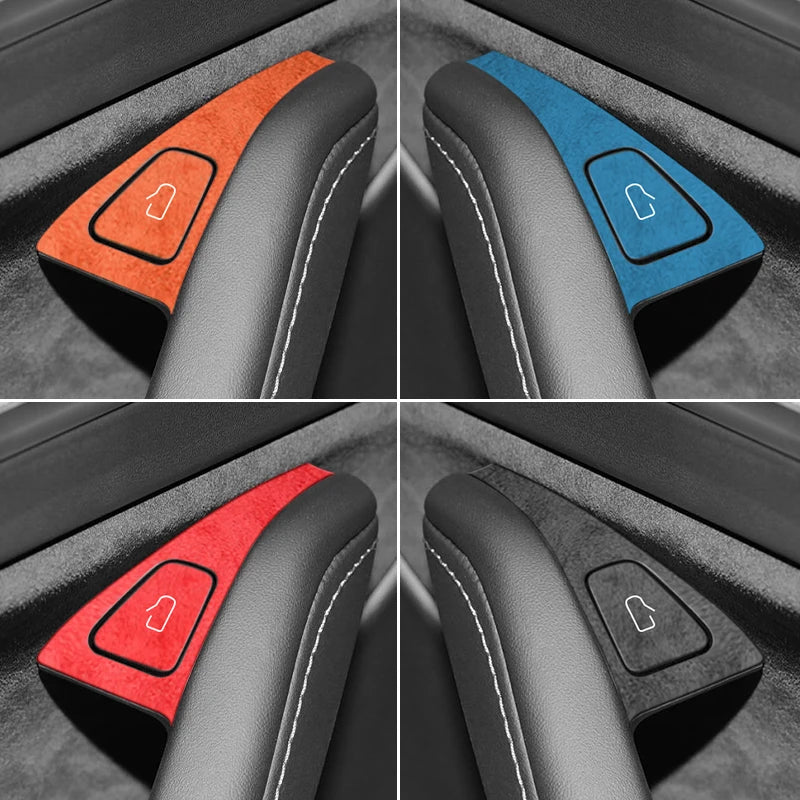 Tesla Model 3 & Model Y Door Switch Button Trim Sticker – Suede Anti-Scratch Interior Cover (2019-2022)