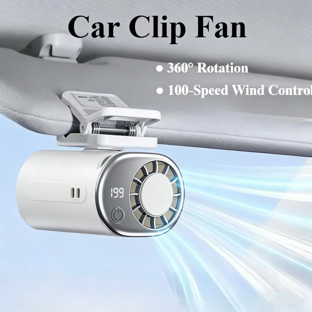 Car Clip on Air Conditioner 199 Speeds Adjustable 360° Rotation Semiconductor Cooling Fan Wide Clamp