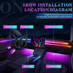 18-in-1 RGB Car Ambient Light Kit – 64 Colors, Bluetooth App Control, Symphony Streamer Interior LED Strips