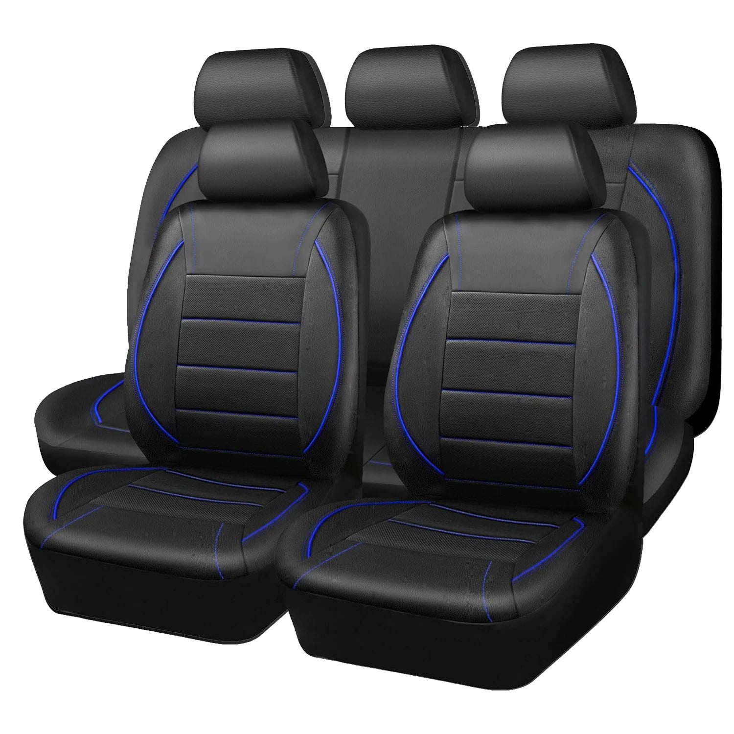 Universal PVC Leather Car Seat Covers – 9-Piece Full Set for 5-Seater Cars (Front & Rear)