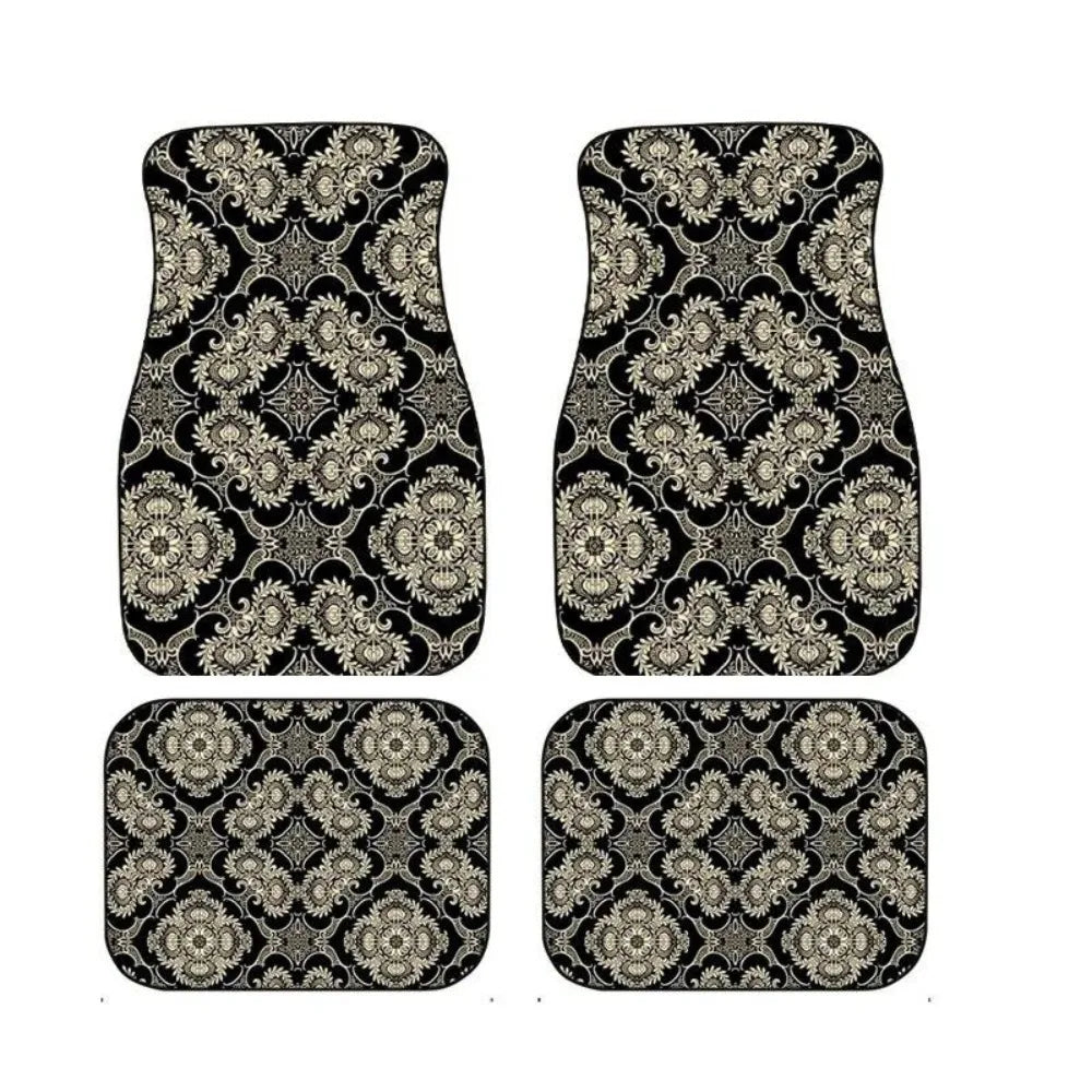 Bohemian Car Floor Mats – 4-Piece Anti-Slip Retro Persian Carpet Set