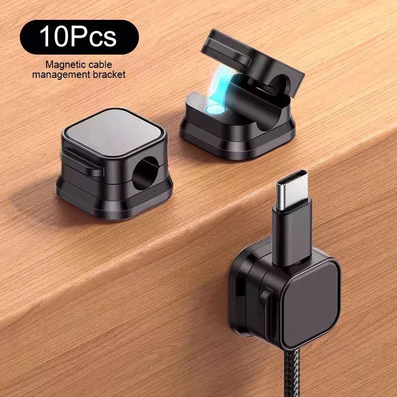 SEAMETAL Magnetic Cable Holder Clips – Self-Adhesive Cord Organizer for Car, Home & Office (10pcs)