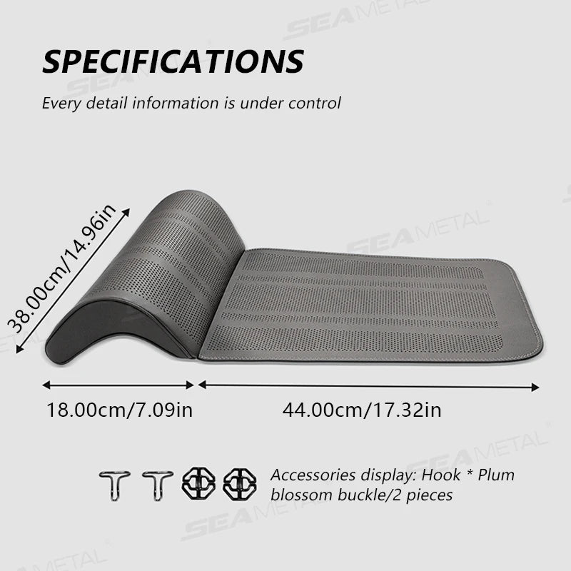 SEAMETAL Car Seat Cushion with Leg Support – Breathable Leather Extension Pad for Long Drives