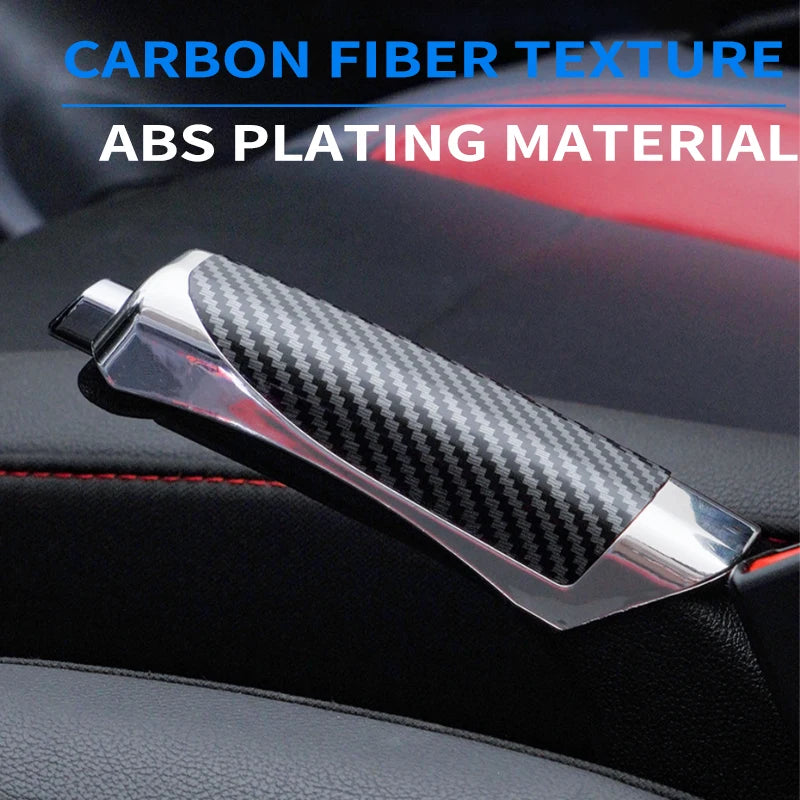 SEAMETAL Car Hand Brake Cover – Carbon Fiber & Mahogany ABS Parking Brake Protector (Universal)