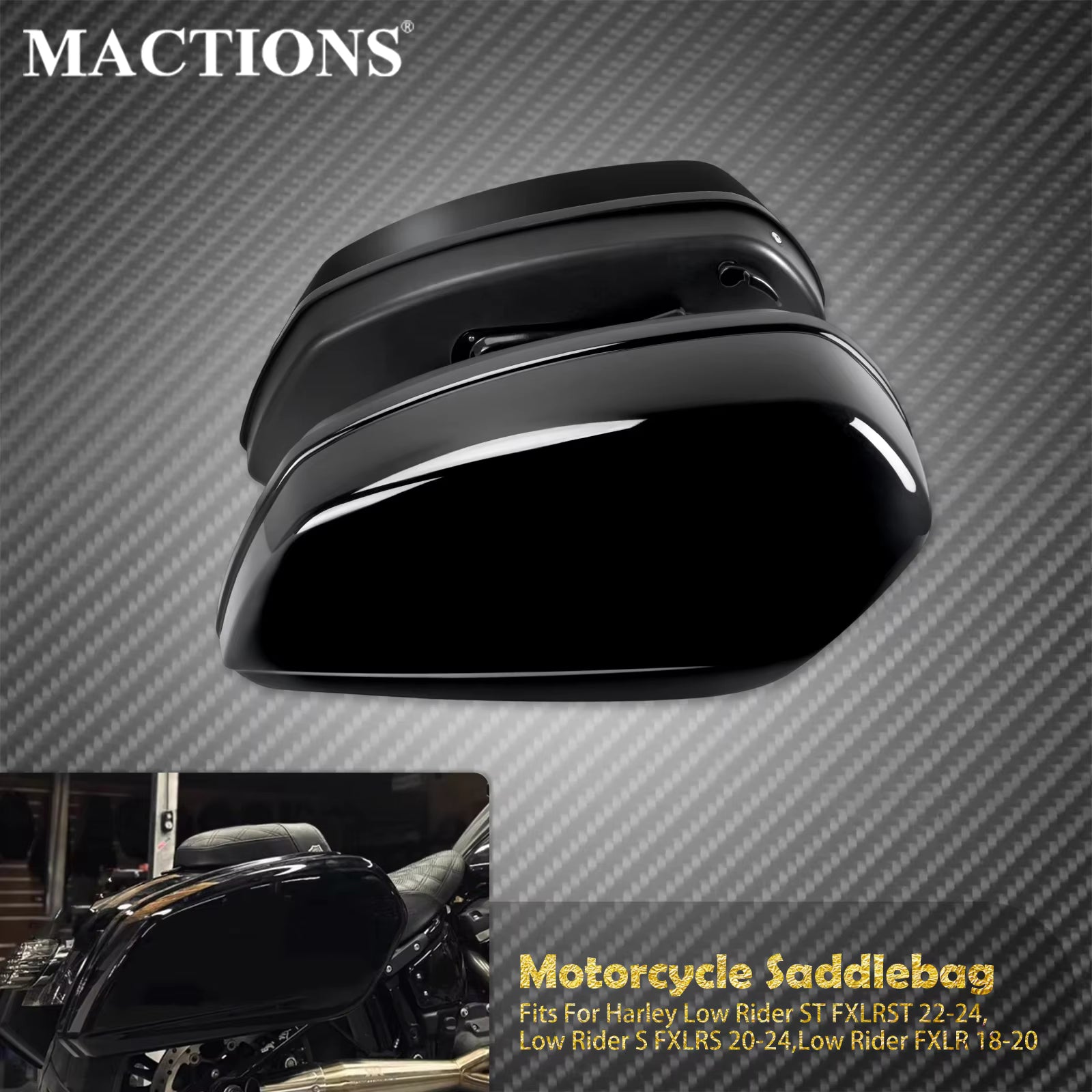 Harley Low Rider Hard Saddlebags & Docking Kit – FXLRST 2022-24 / FXLRS 2020-24 / FXLR 2018-20